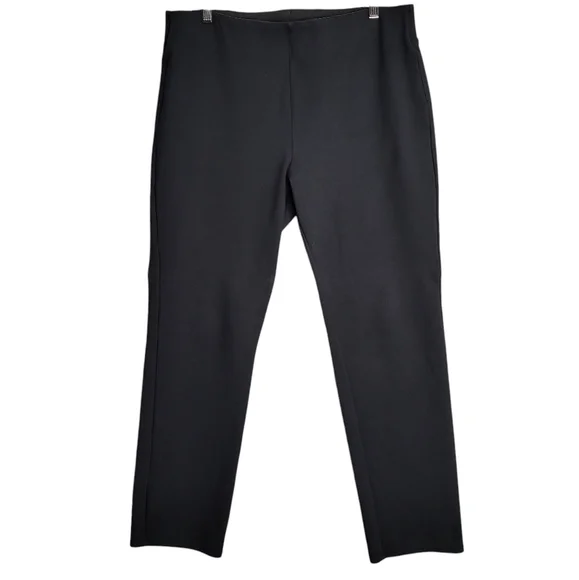 Soft Surroundings Pull On Pants Womens Large Black Ponte Knit Flat Front Stretch - Picture 1 of 11